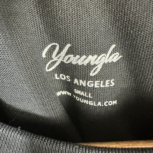 YoungLA Distressed Long Sleeve Oversized T shirt Black Small - Picture 5 of 9